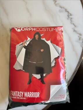 NWT Fantasy Warrior Men's Costume - Dark Green Cloak/brown underoutfit blue belt